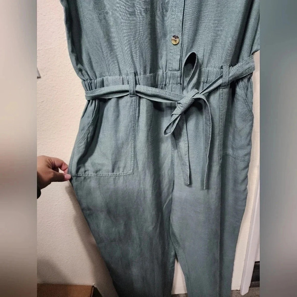 Soft Surroundings Getaway Linen Blend Jumpsuit NWT Sz 16 Casual Minimalist - Picture 3 of 12